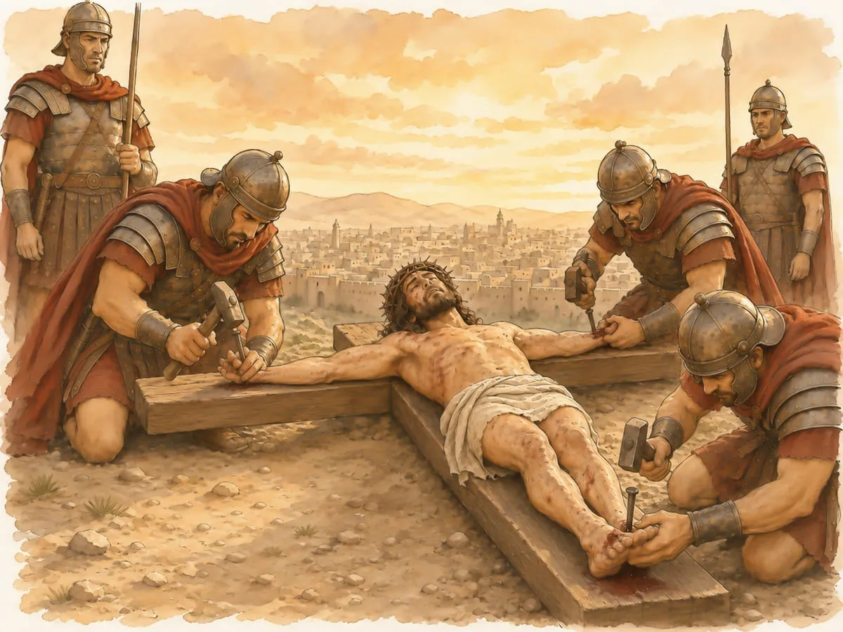 Estación 11: Jesús es clavado en la cruz