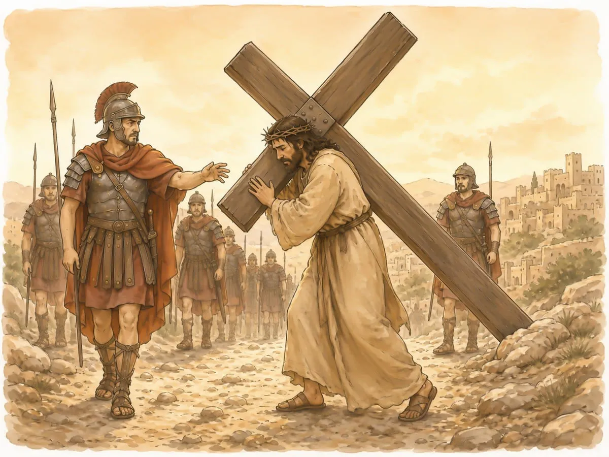 Estación 2: Jesús carga con la cruz