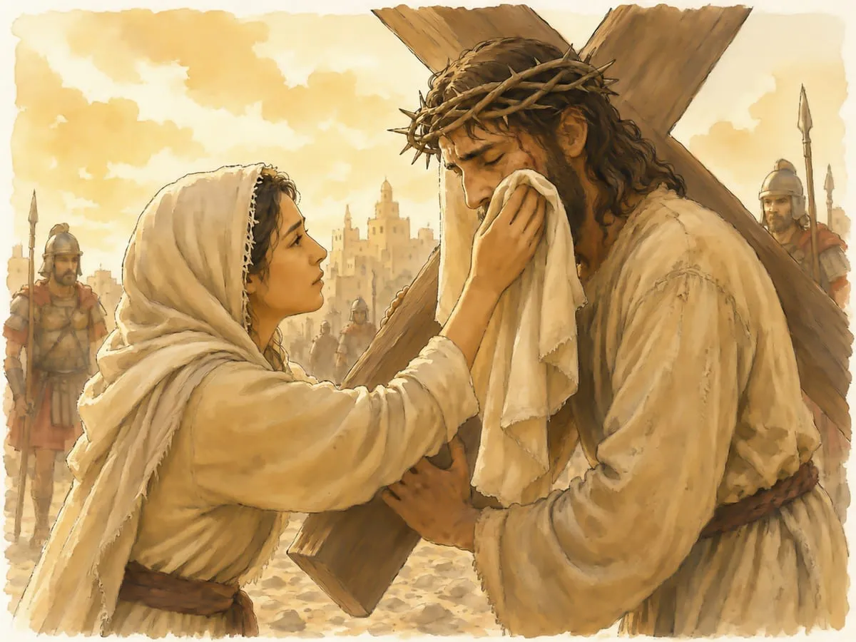 Estación 6: La Verónica limpia el rostro de Jesús