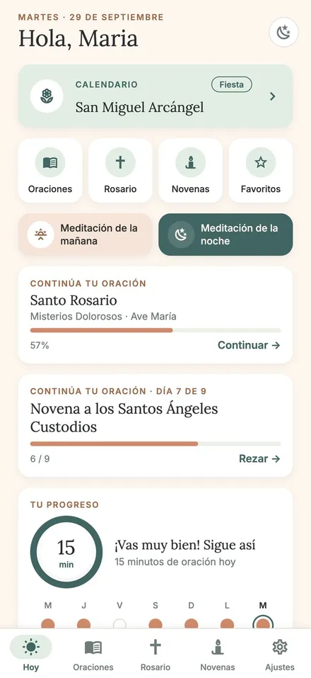 Pantalla de inicio de la app MiRezo