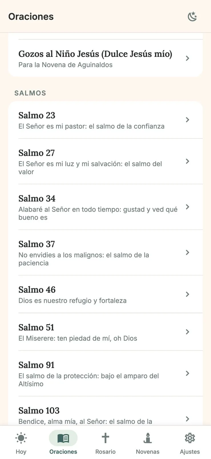 Captura de MiRezo: Salmos
